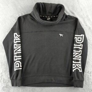 PINK Victoria's Secret‎ Sweatshirt Womens Medium Black Cowl Funnel Neck Pullover